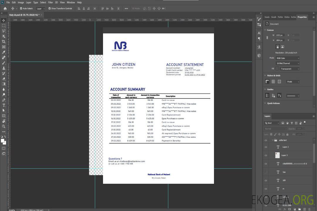 Déclaration de la Banque nationale du Malawi template Déclaration de la Banque nationale du Malawi template